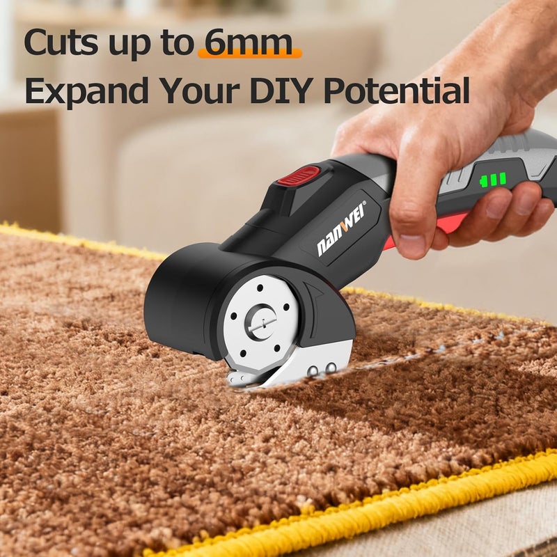 NANWEI Electric Scissors Cordless, Type-C Rechargeable Cardboard Cutter with 2 Blades,4.2V High‑torque Motor,for Thin Cardboard Fabric Carpet Leather - Image 3